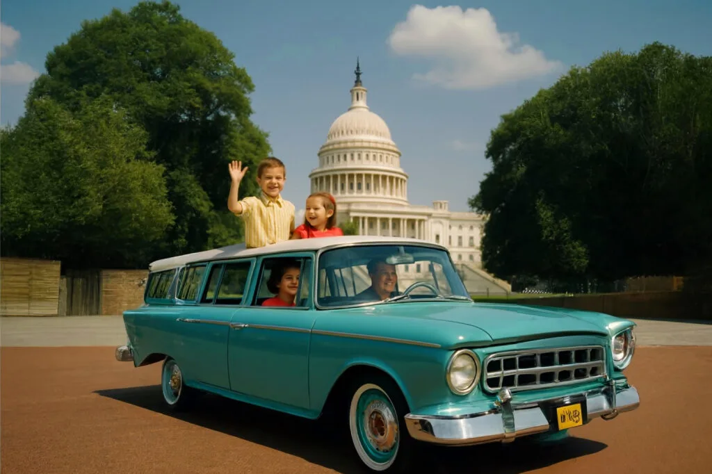 Family,Visting,Washington,,Dc,In,A,1959,Amc,Rambler