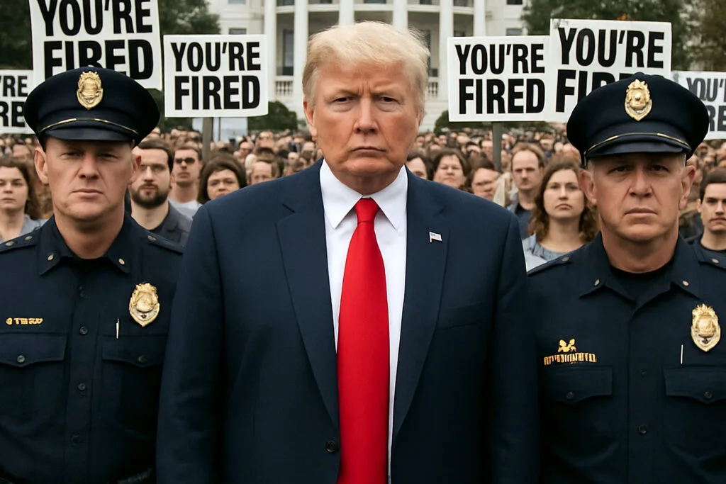 The,President,Stands,Outside,The,Whitehouse,,Two,Marshalls,One,Each