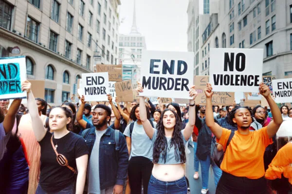 A,Group,Of,Protestors,Are,Against,Murder,They,All,Carry