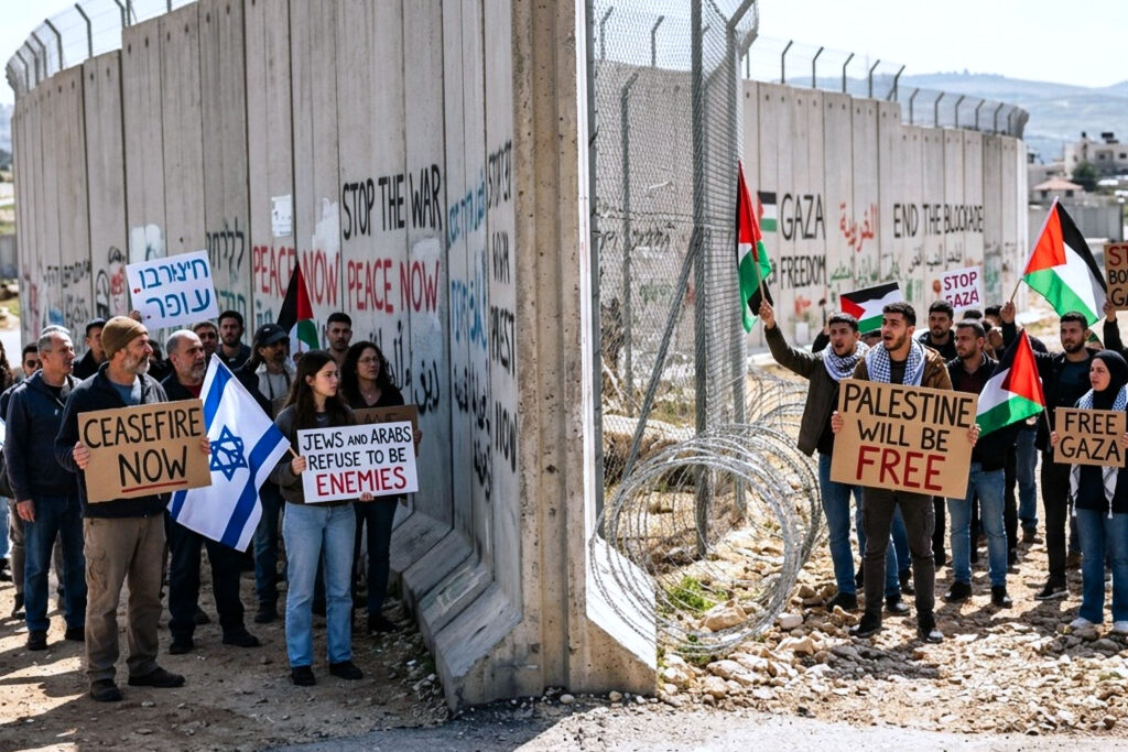 Outdoor,Photo,Of,The,Current,Border,Between,Israel,And,The