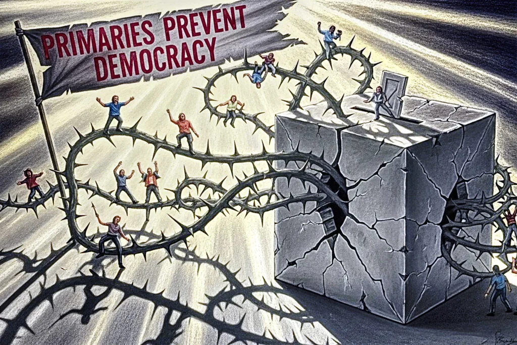 Pastel,Drawing,Artistic,Image,Of,Primaries,Prevent,Democracy